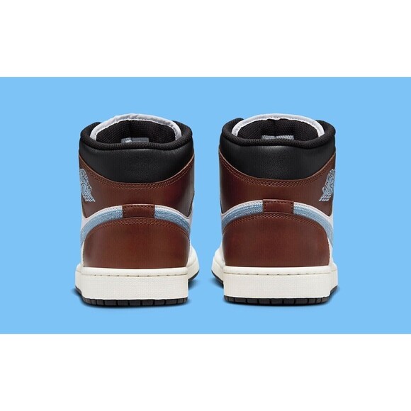 Nike Air Jordan 1 Retro Mid SE Shoes Men Size 10 Brown Blue Grey FQ7831-142 NEW - Picture 6 of 8